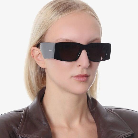 NEW Saint Laurent SL654 001 Black Rectangle Women Sunglasses - Picture 15 of 15